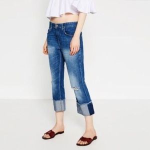 Zara relaxed cuffed jeans. Sz 28